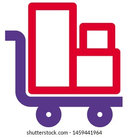 Luggage storage boxes on trolley cart at airport