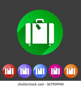 luggage suitcase bag icon flat web sign symbol logo label