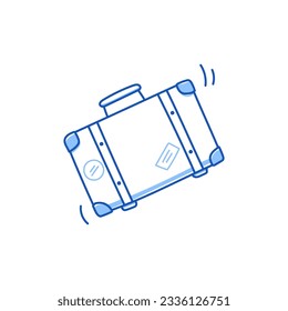 Luggage suitcase doodle. Hand drawn sketch doodle style luggage suitcase. Blue pen line stroke isolated element. Travel, trip concept. Vector illustration.