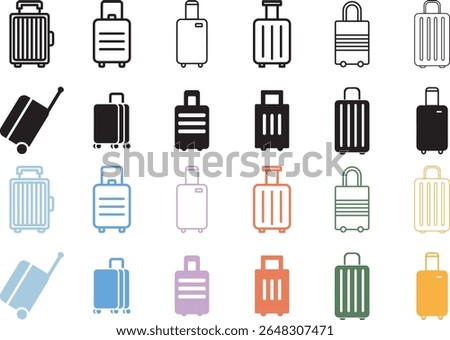 Luggage and Suitcase Icon Set – Minimal Travel Bag Symbols Vector Collection