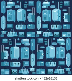  Luggage suitcase and Travel  bag isolated, illustration pattern