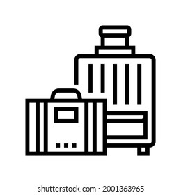 luggage for summer travel vacation line icon vector. luggage for summer travel vacation sign. isolated contour symbol black illustration