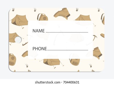 Luggage tag with camping pattern