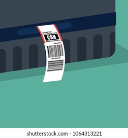 Luggage Tag Label On Suitcase With Guangzhou China Country Code And Barcode. Vector Illustration