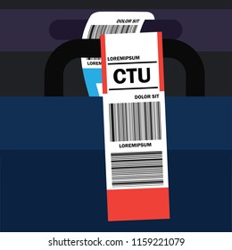 Luggage Tag Label On Suitcase With Chengdu Shuangliu, China Country Code And Barcode