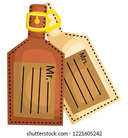 a luggage tag sign to mr and mrs 