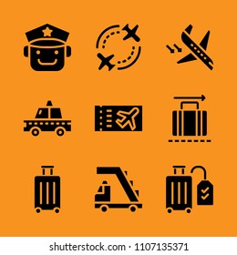 luggage, taxi, male and traveler icon set. Vector illustration for web and design.