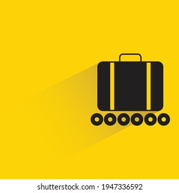 luggage terminal loading with shadow on yellow background