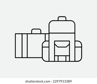 Gepäckfächer mit dünner Linie Symbol. Koffer Handbag Linear Symbol Reisen. Travel Vacation Handheld Handle Trolley Sign. Vektorgrafik-Illustration-Clip-Art-Cricut