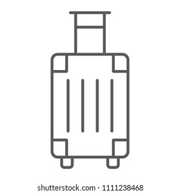 Luggage thin line icon, travel and tourism, travel bag sign vector graphics, a linear pattern on a white background, eps 10.