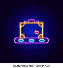 Luggage Transport Neon Sign. Vector Illustration of Baggage Promotion.
