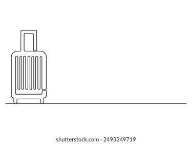 Luggage and travel bag in one continuous line drawing vector illustration