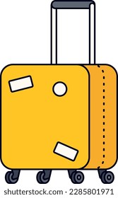 Luggage Travel Trip Plan Tourism Transportation Hard Case Colored Outline