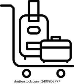 Luggage Trolle Outline vector illustration icon