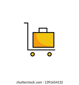luggage trolley, baggage cart icon vector illustration
