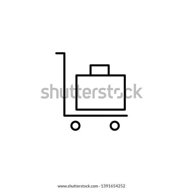 luggage\
trolley, baggage cart icon vector\
illustration