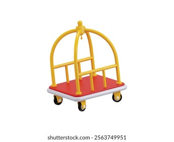 Luggage Trolley Cart icon 3d render concept of Hotel reception and room service banner, Hotel booking icon