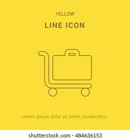 Luggage Trolley Cute yellow thin line icon / logo Design