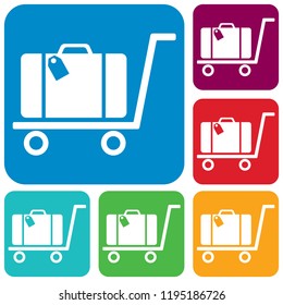 Luggage Trolley flat icon vector illustration