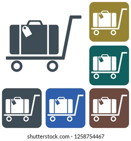 Luggage Trolley flat icon vector illustration