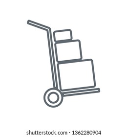 Luggage Trolley flat icon vector illustration