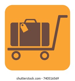 Luggage Trolley flat icon vector illustration