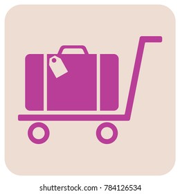 Luggage Trolley flat icon vector illustration