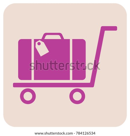 Luggage Trolley flat icon vector illustration
