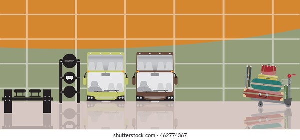 Luggage Trolley at hall of Bus terminal