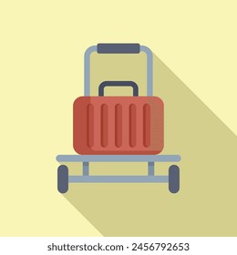 Luggage trolley with handbag icon flat vector. Delivery voyage. Steel object