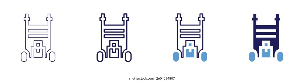 Luggage trolley icon in 4 different styles. Thin Line, Line, Bold Line, Duotone. Duotone style. Editable stroke.
