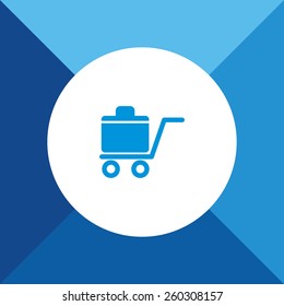Luggage Trolley Icon on Blue Colored Background. Eps-10.
