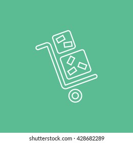 Luggage Trolley Icon On Green Background