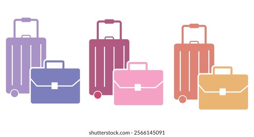 luggage trolley icon set. carrier suitcase symbol. modern design eps 10 