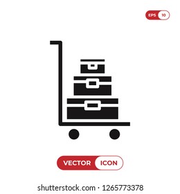 Luggage trolley icon vector