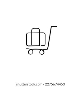 Luggage Trolley Line Style Icon Design