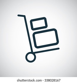 Luggage trolley outline, thin, flat, digital icon for web and mobile