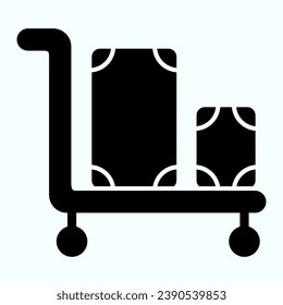 Luggage trolley solid icon. Baggage on a tray vector illustration isolated on white. Trolley baggage glyph style design, designed for web and app. Eps 10