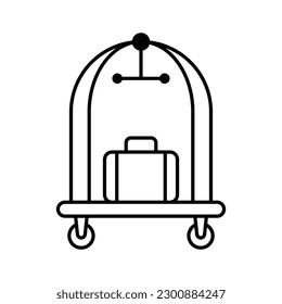 Luggage trolley with suitcase icon desi, Baggage transportation symbol, isolated on white background
