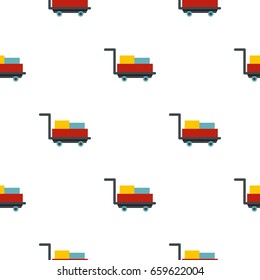 Luggage trolley with suitcases pattern seamless flat style for web vector illustration