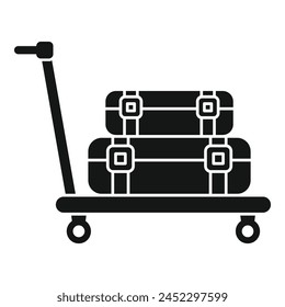 Luggage trolley with travel bags icon simple vector. Delivery security. Metal balance