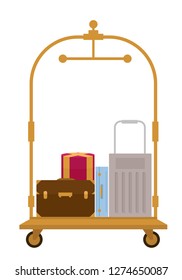 Luggage Trolley. Vector flat illustration