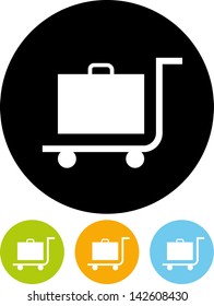 Luggage trolley vector icon
