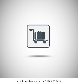 Luggage trolley vector icon 