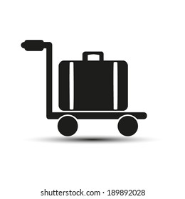 Luggage trolley vector icon