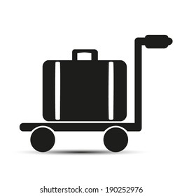 Luggage trolley vector icon