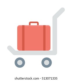 Luggage Trolley Vector Icon 