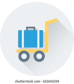 Luggage Trolley Vector Icon 