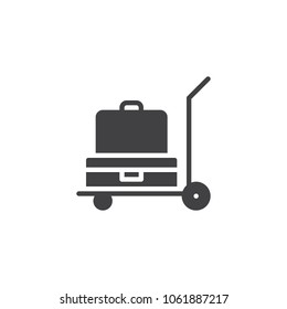 Luggage trolley vector icon. filled flat sign for mobile concept and web design. Baggage trolley cart simple solid icon. Symbol, logo illustration. Pixel perfect vector graphics