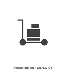 Luggage Trolley vector icon. filled flat sign for mobile concept and web design. Hotel service simple solid icon. Symbol, logo illustration. Pixel perfect vector graphics